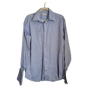 Ermenegildo Zegna Shirt Size 41 Blue Long Sleeve Button Up